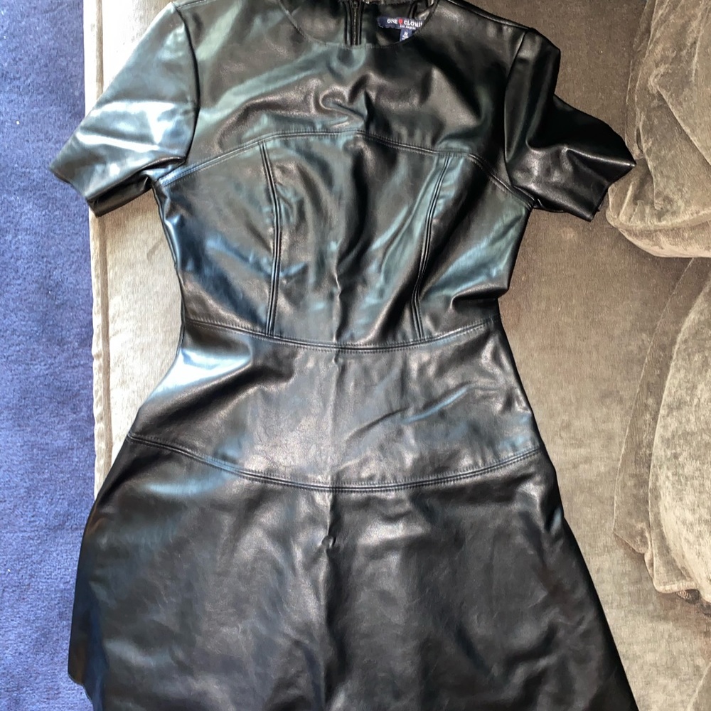 LEATHER SKATER DRESS
